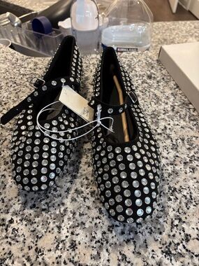 a new day Black Studded Mary Jane Flats